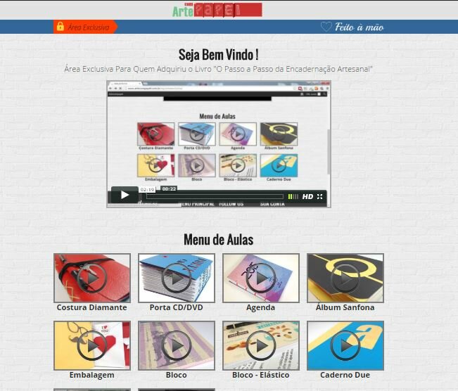 plataforma das aulas curso-de-encadernação-artesanal-artística-area-do-curso